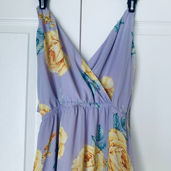 Lulus Kind & Loving Lavender Lined Chiffon  Floral Almost Backless Maxi SzM - Picture 9 of 9